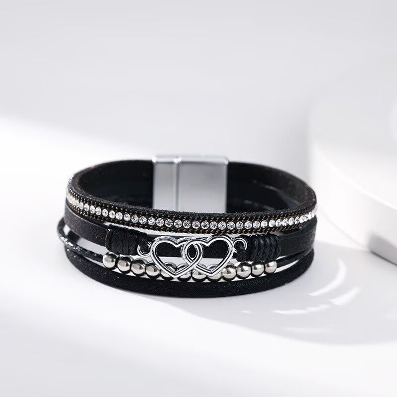 Heart Shape Leatherette Magnetic Bracelet B4289