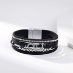 Heart Shape Leatherette Magnetic Bracelet B4289