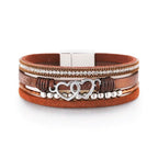 Heart Shape Leatherette Magnetic Bracelet B4289