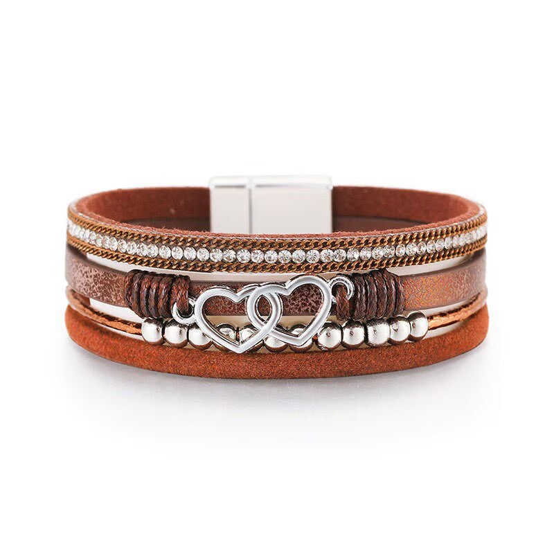 Heart Shape Leatherette Magnetic Bracelet B4289