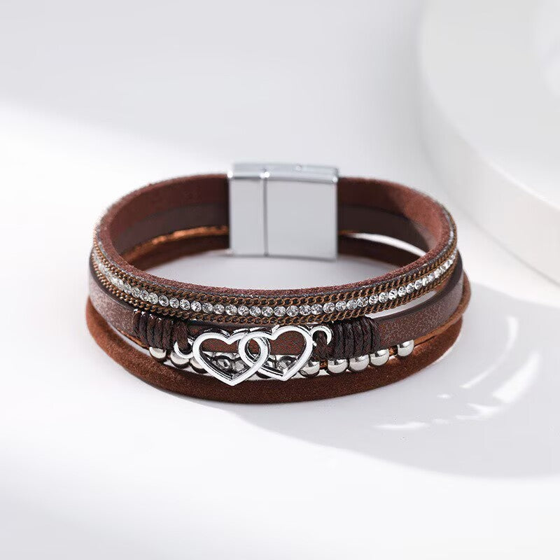 Heart Shape Leatherette Magnetic Bracelet B4289