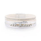 Heart Shape Leatherette Magnetic Bracelet B4289