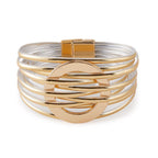Circle Leatherette Magnetic Bracelet B4295