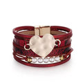 Multi Layer Snake Print Pearl Magnetic Bracelet B4299