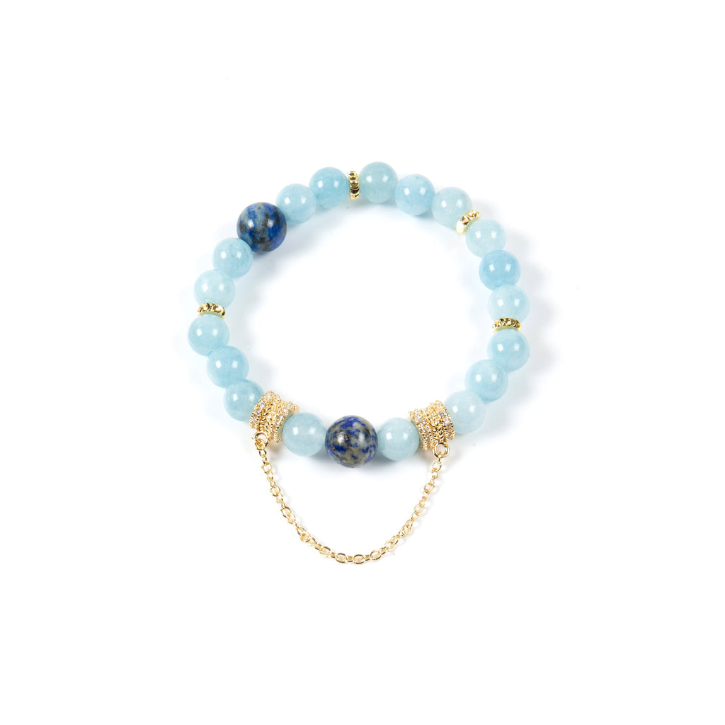 18K Gold Plated Various Stones Cubic Zirconia Strech Bracelet B4318