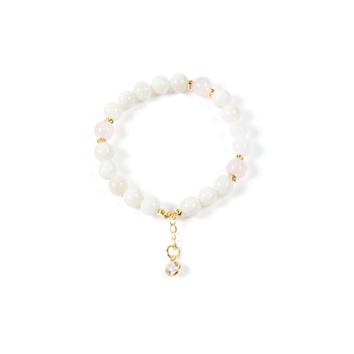 18K Gold-Plated Mixed-Stone Stretch Bracelet B4319 - Moonstone