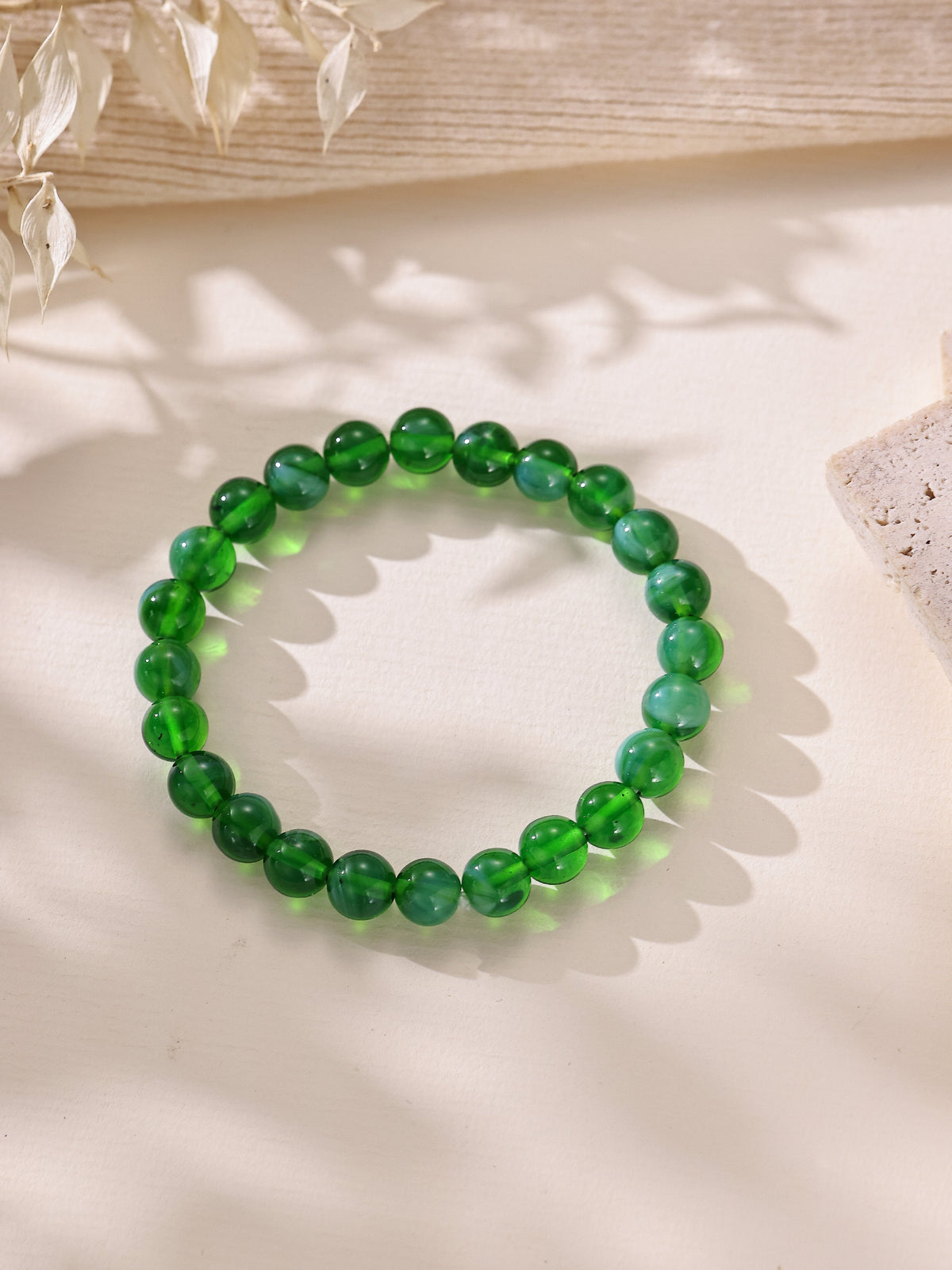 Colored Glass Stone Stretch Bracelet B4348-8MM