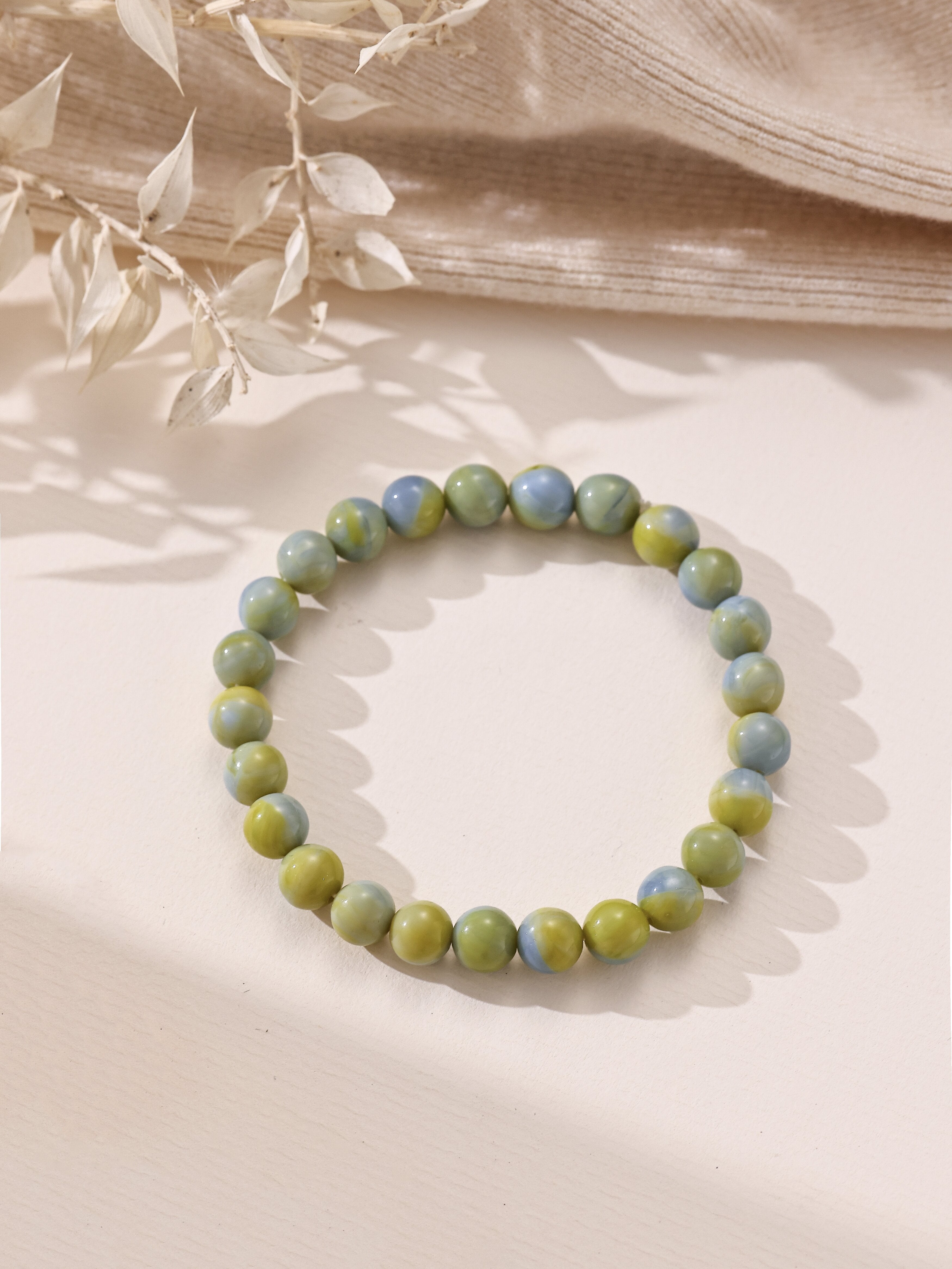 Colored Glass Stone Stretch Bracelet B4350-8MM