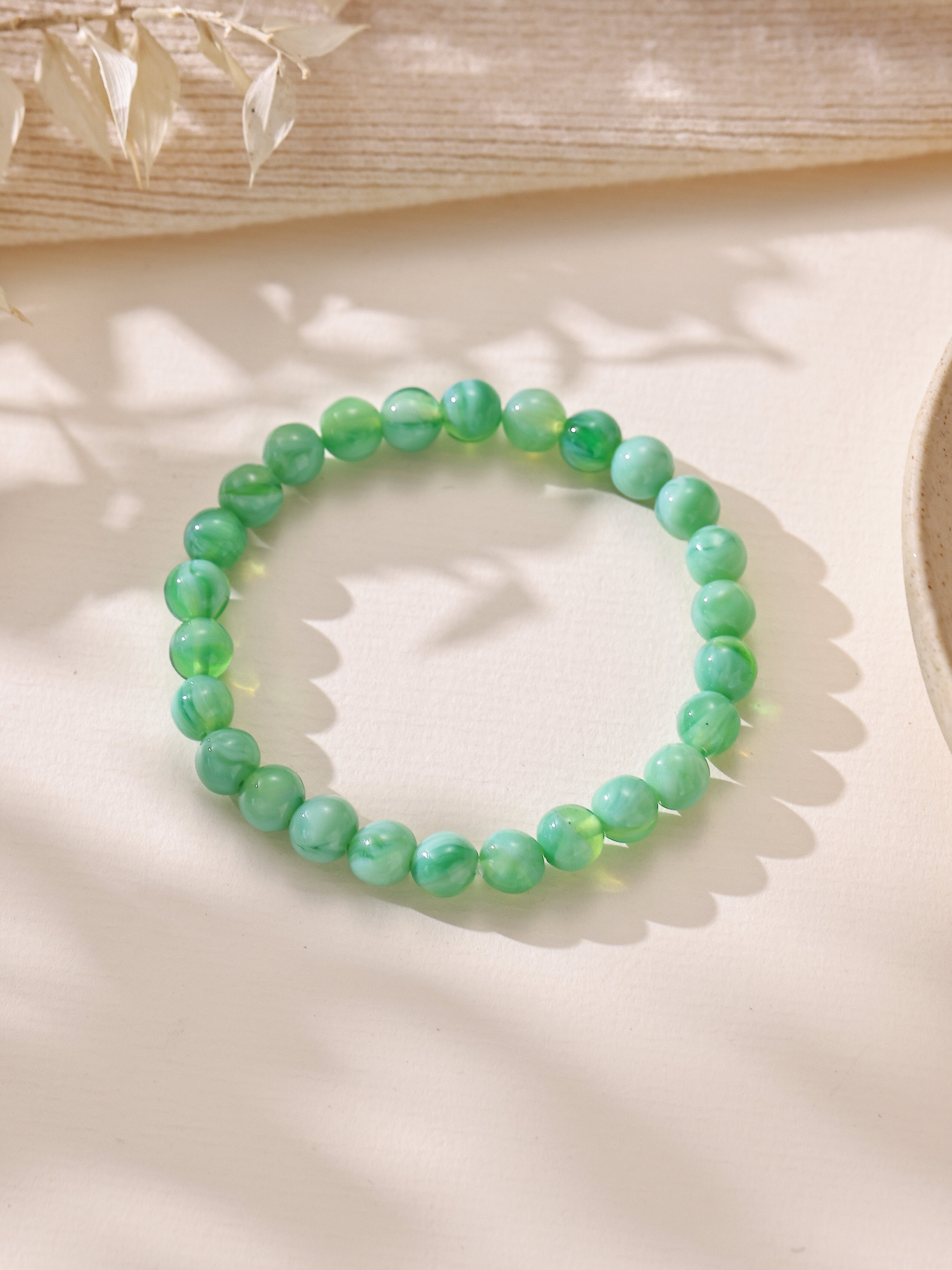 Colored  Glass Stone Stretch Bracelet B4355-8MM