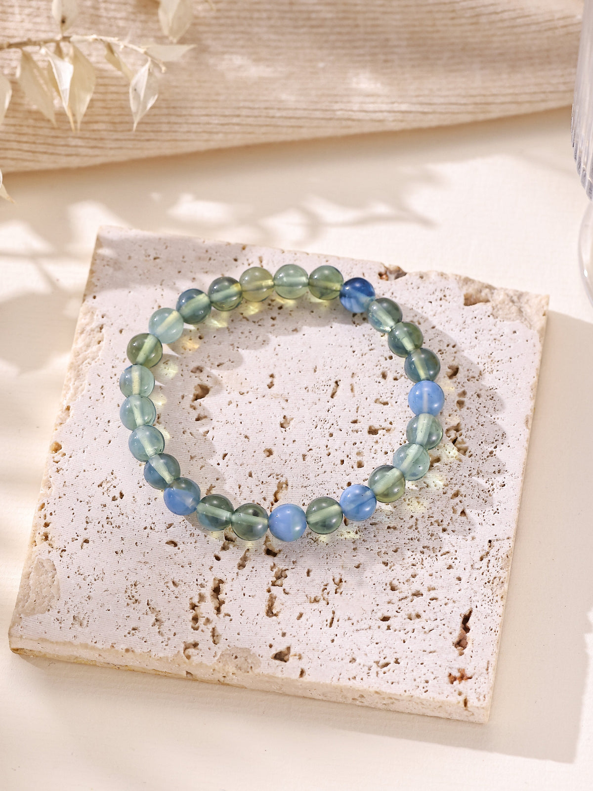 Colored Glass Stone Stretch Bracelet B4356-8MM
