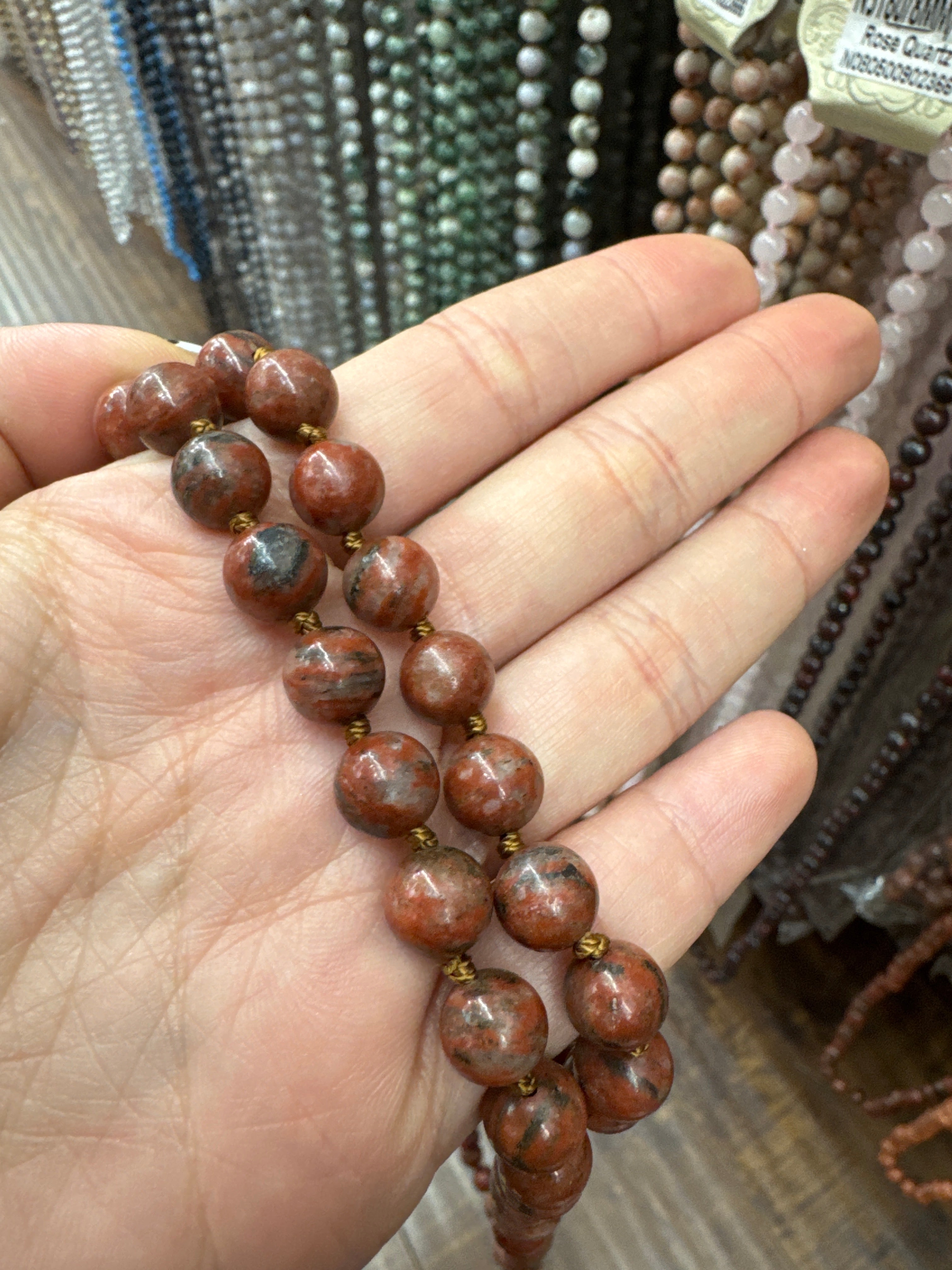 Red Sesame Jasper Long Necklace N2740