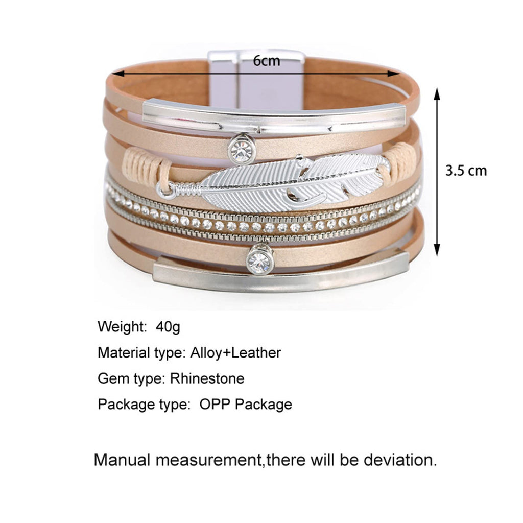 Feather Multilayer Leather Magnetic Bracelet B4189