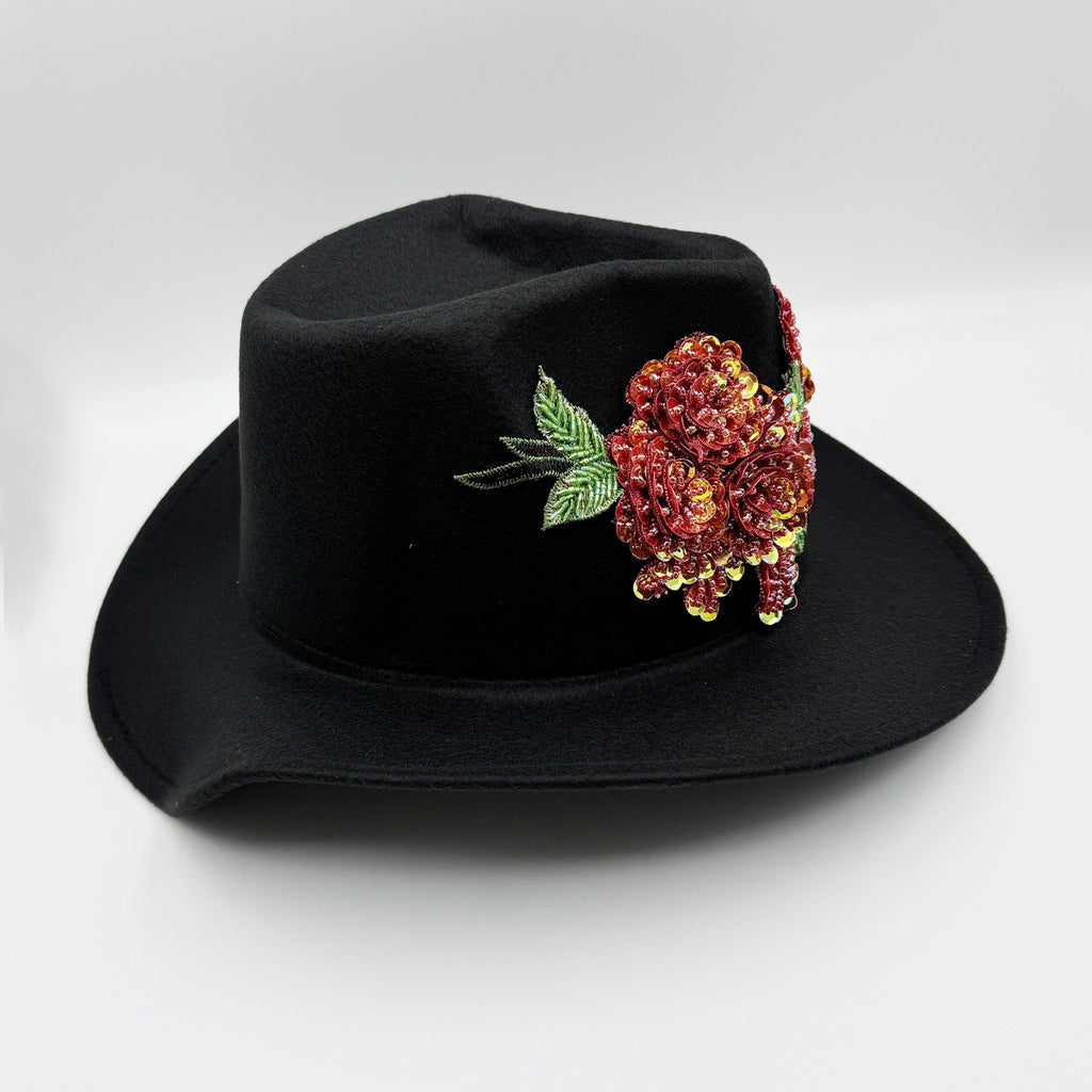 Floral Sequin WoSelfn Fedoras Hat C0730
