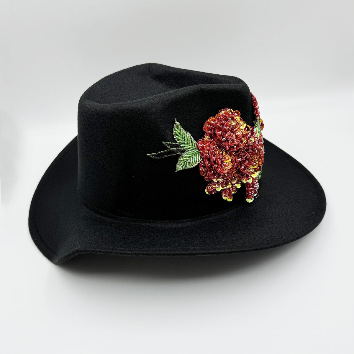 Floral Sequin WoSelfn Fedoras Hat C0730