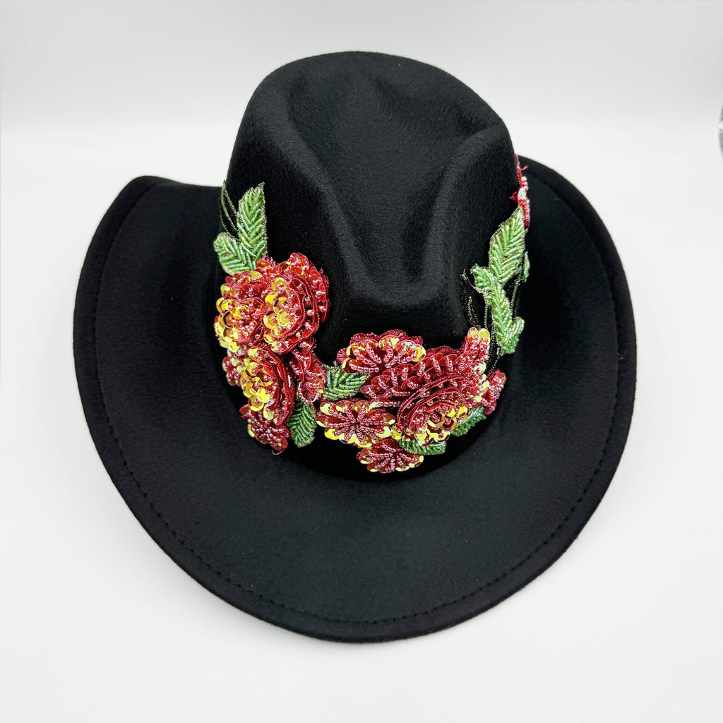 Floral Sequin WoSelfn Fedoras Hat C0730
