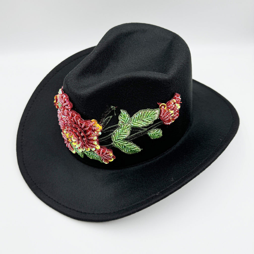 Floral Sequin WoSelfn Fedoras Hat C0730