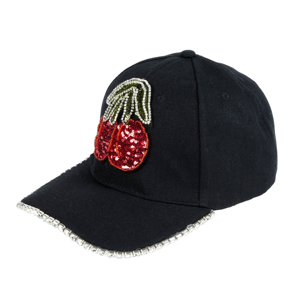 Cherry Sequins Rhinestone Baseball Cap C0752