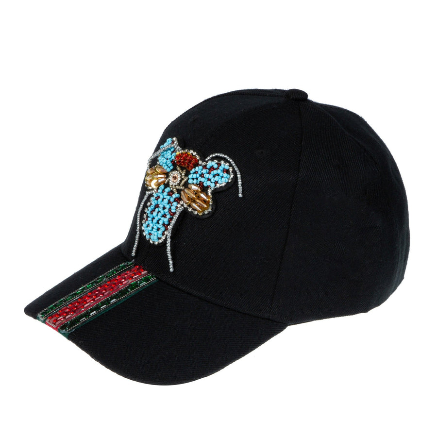 Bee Seed Bead Striped Rhinestone Cap C0783