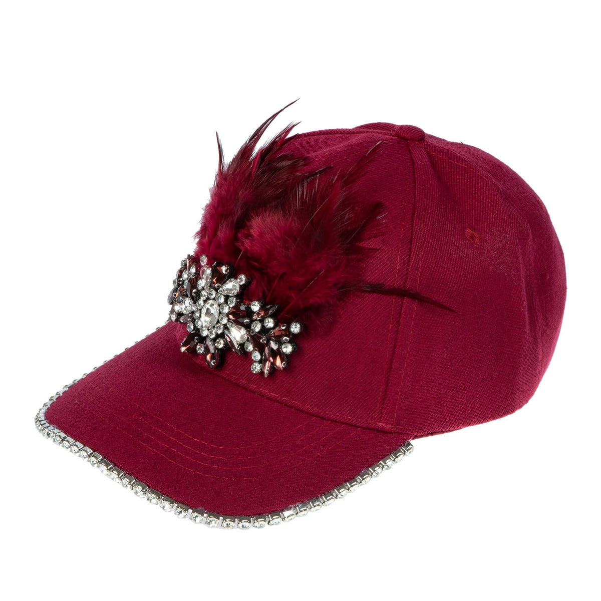 Feather Rhinestone Baseball Cap C0786