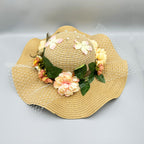 Floral Mesh Straw Fedoras C0789