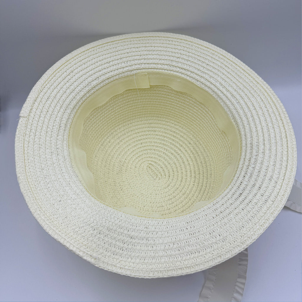 Rose Bow Fabric Straw Fedoras Hat C0794