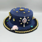 Handmade Floral Evil Eye Rhinestone Fedoras Hat C0808