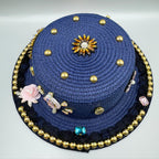 Handmade Floral Evil Eye Rhinestone Fedoras Hat C0808