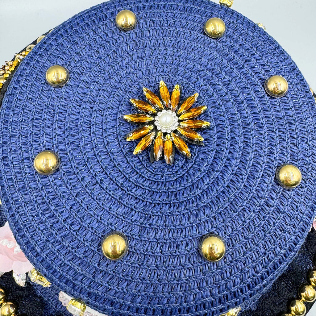 Handmade Floral Evil Eye Rhinestone Fedoras Hat C0808