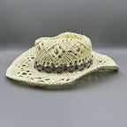 Hollow Beaded Pearl Straw  Western Cowboy Hat C0834