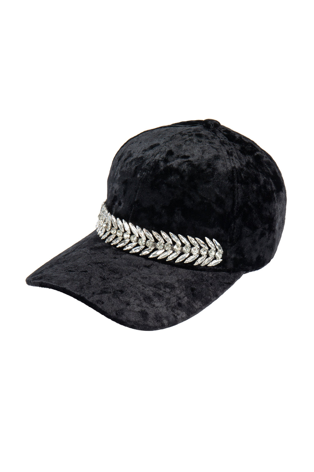 Velvet Fabric Geometry Rhinestone Chains Cap Hat C0847
