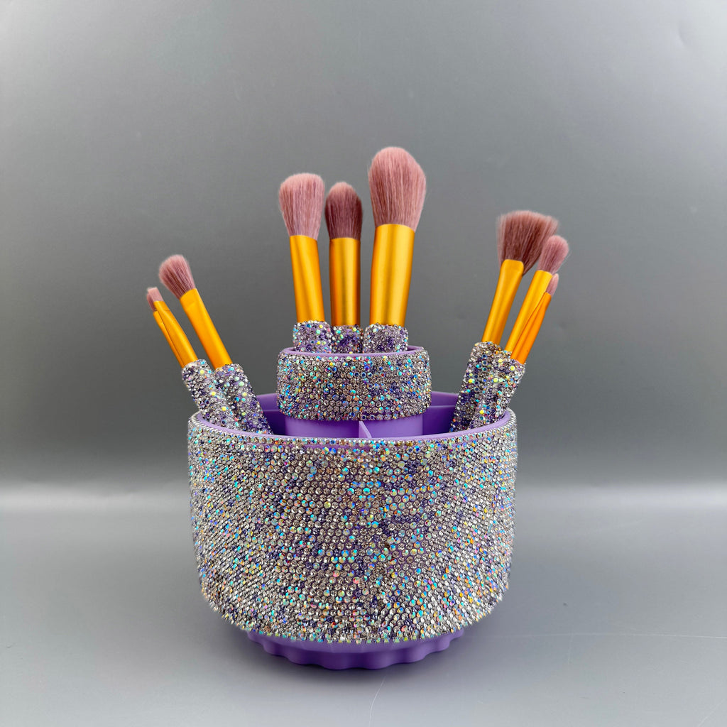 Ceramic Rhinestone Makeup Brush Rotatable Holder 5 Slot CR0001