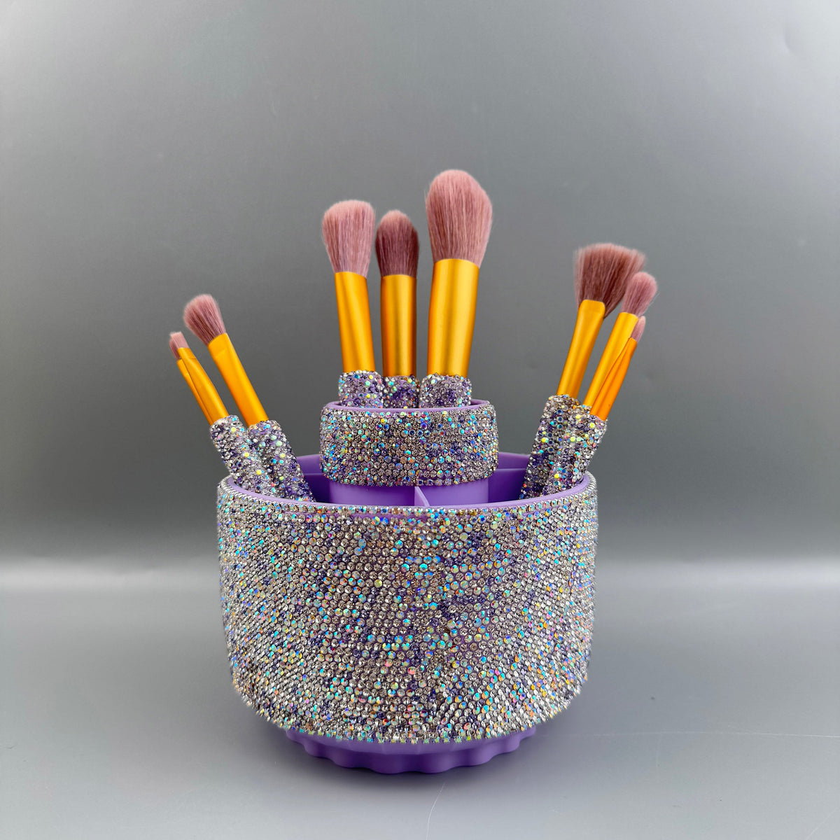Ceramic Rhinestone Makeup Brush Rotatable Holder 5 Slot CR0001