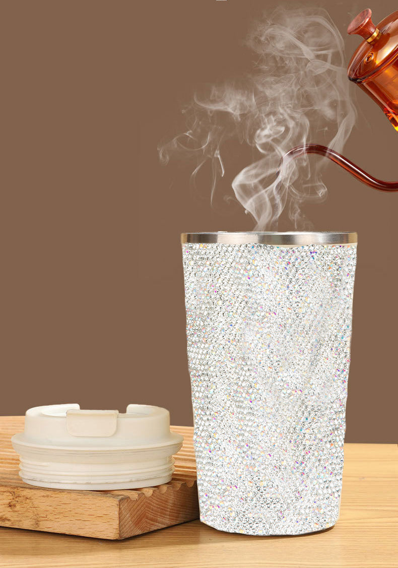 510ml Stainless Steel Ceramic Rhinestone Mug CR0014