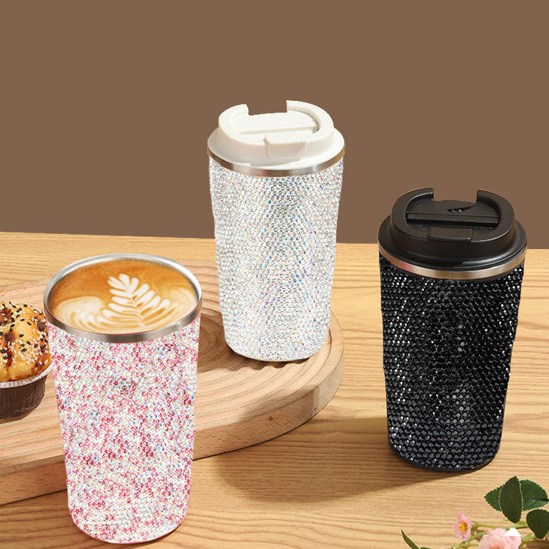 510ml Stainless Steel Ceramic Rhinestone Mug CR0014