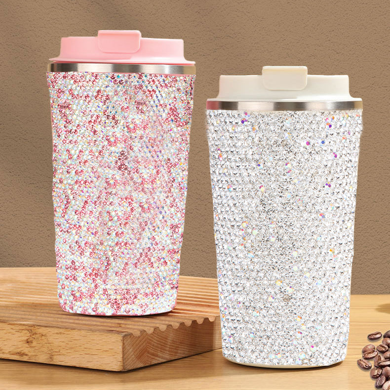 510ml Stainless Steel Ceramic Rhinestone Mug CR0014