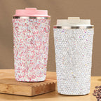 510ml Stainless Steel Ceramic Rhinestone Mug CR0014