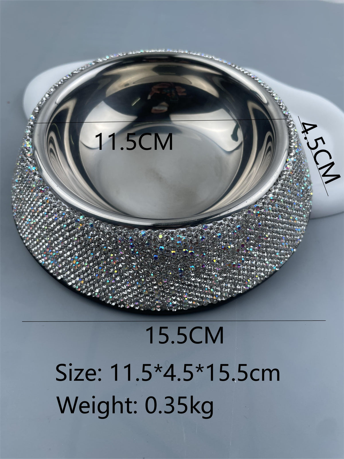 Ceramic Rhinestone Stainless Steel Pet Bowl CR0030