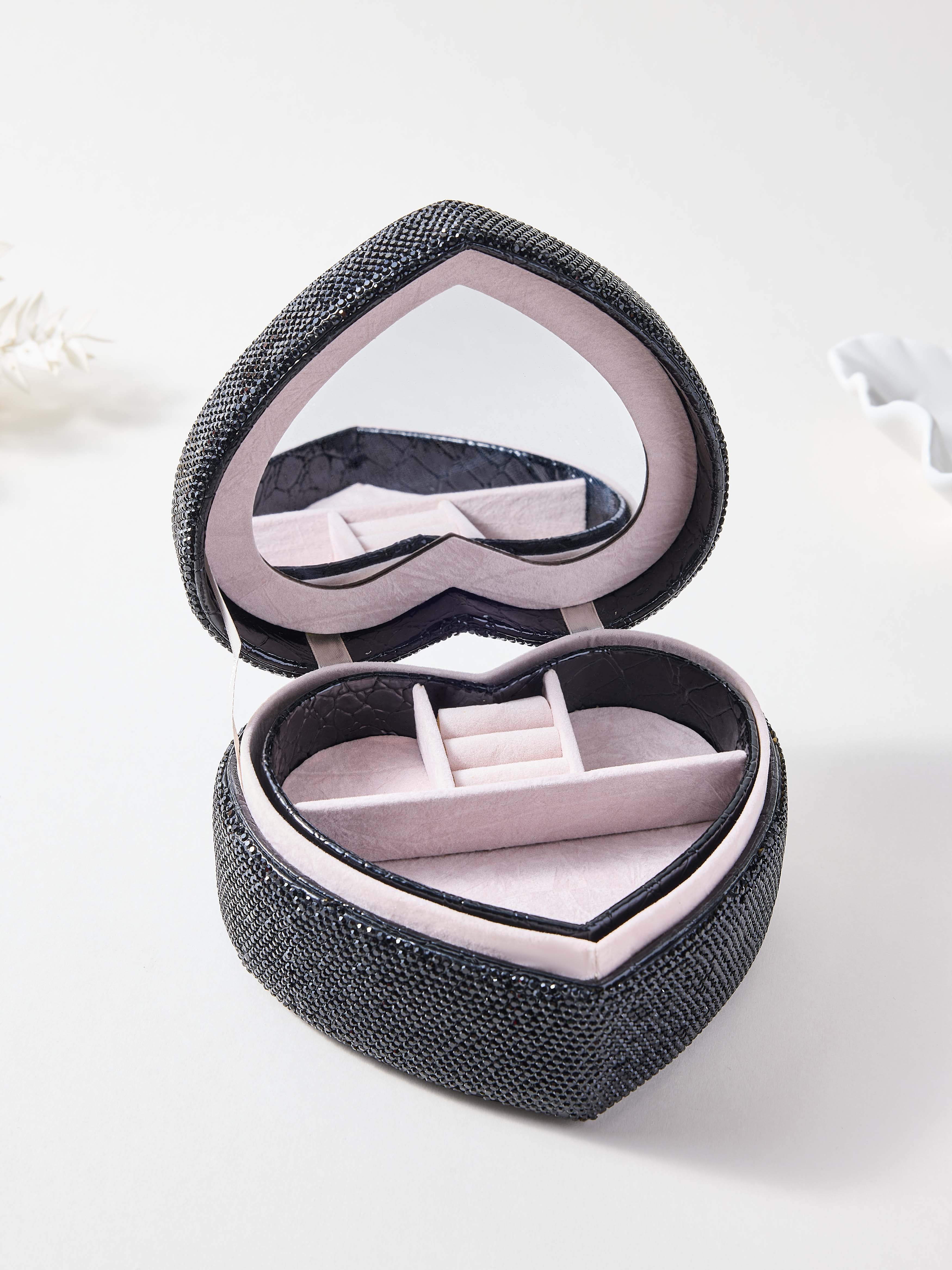 Ceramic Rhinestone Heart Jewelry Box CR0031