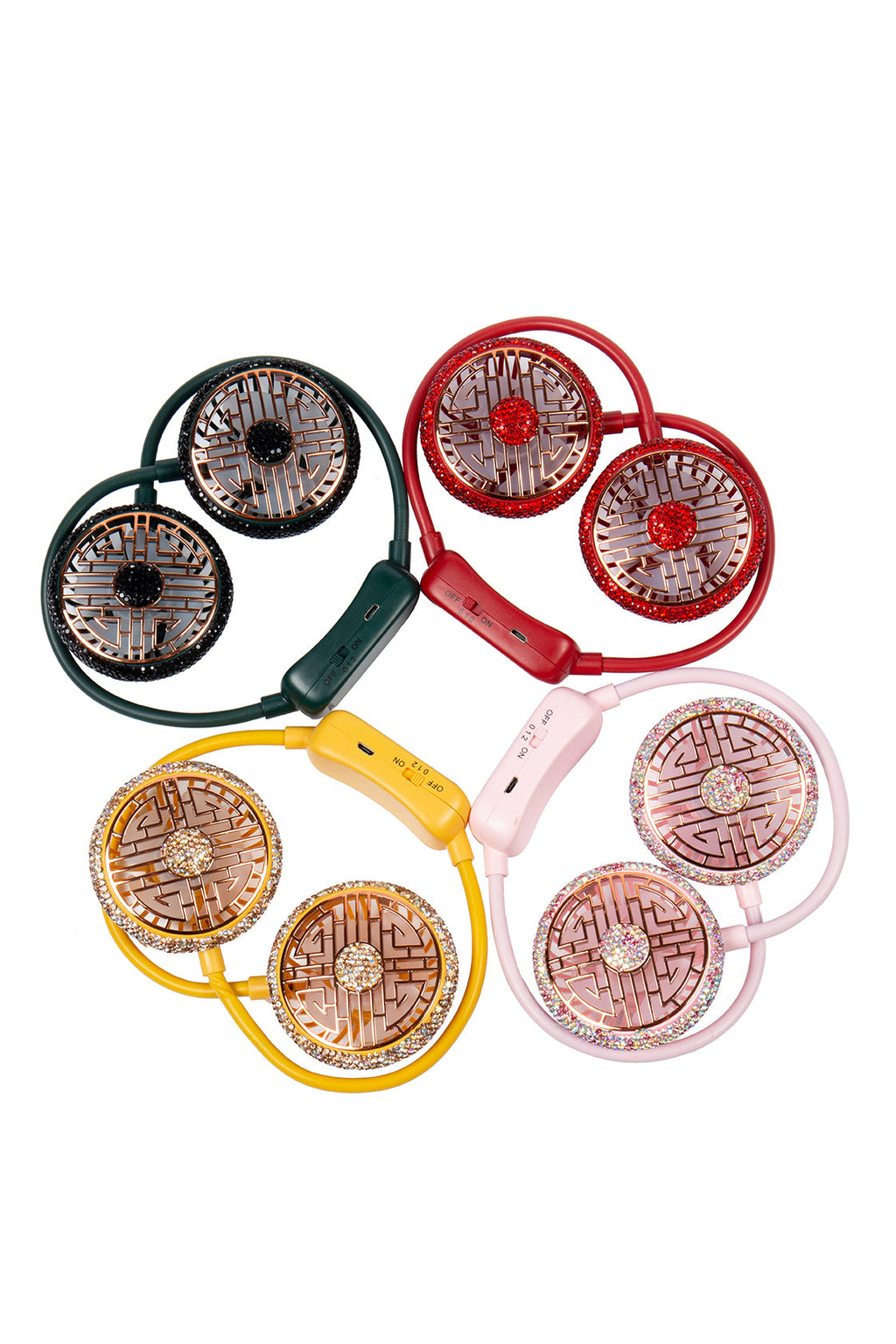 Ceramic Rhinestone Neck Fans CR0058