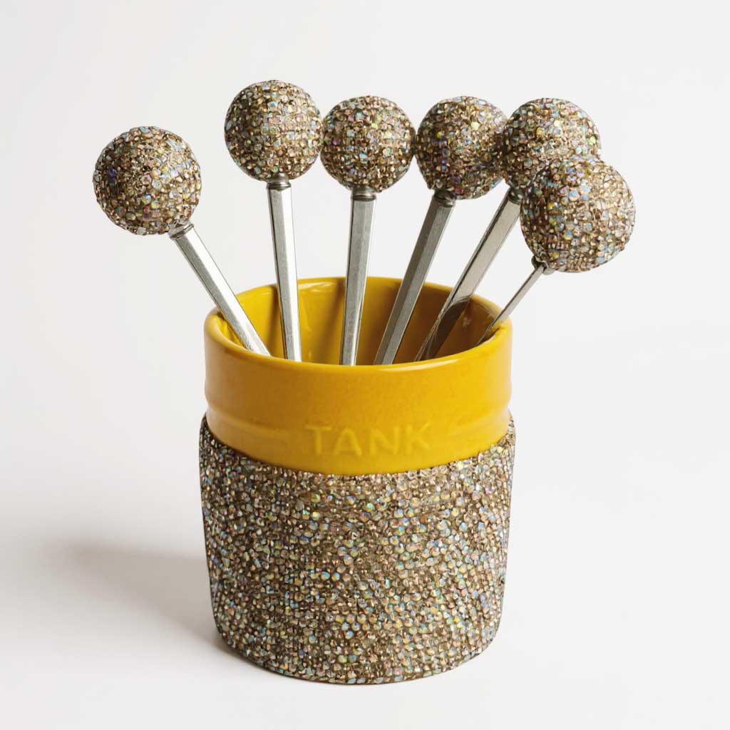 Set Of 6 Fork Rhinestones Storage Cup CR0080-SET