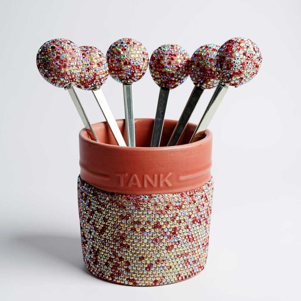 Set Of 6 Fork Rhinestones Storage Cup CR0080-SET