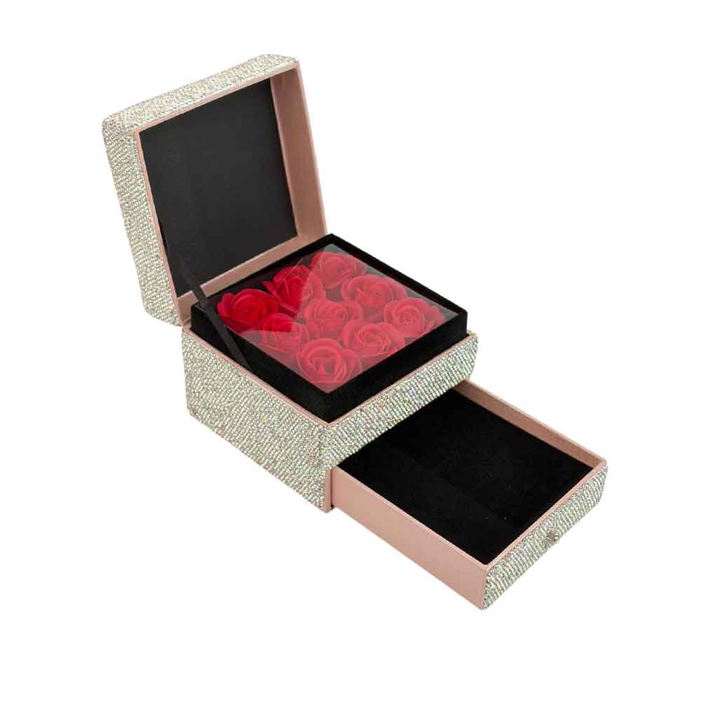 Ceramic Rhinestone Square Jewelry Box CR0100