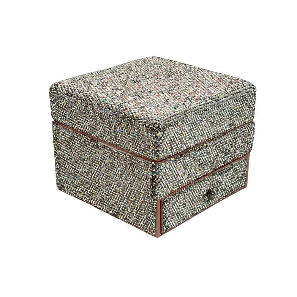Ceramic Rhinestone Square Jewelry Box CR0100