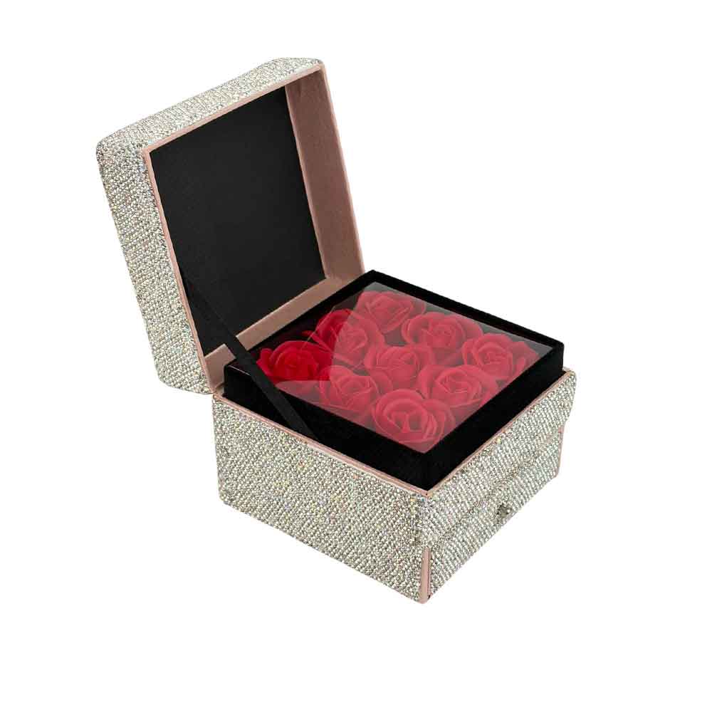 Ceramic Rhinestone Square Jewelry Box CR0100