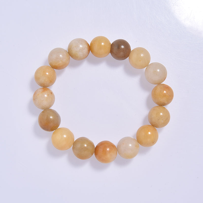 Golden Jade Stone Stretch Bracelet B1993-12MM