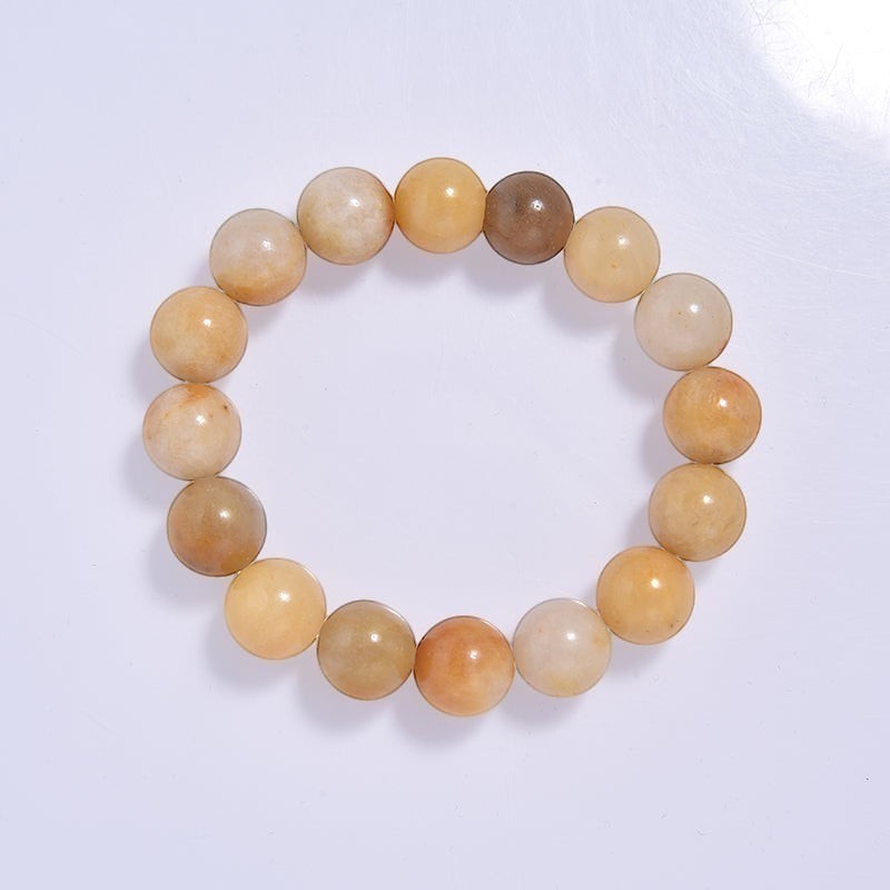 Golden Jade Stone Stretch Bracelet B1993-10MM