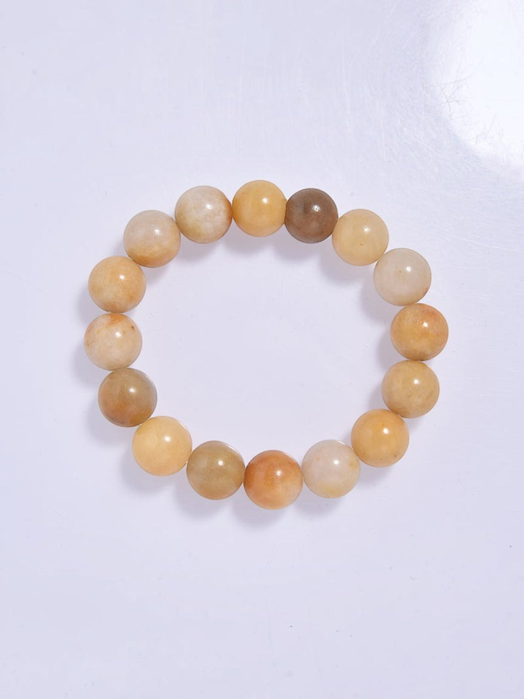 Golden Jade Stone Stretch Bracelet B1993-4MM