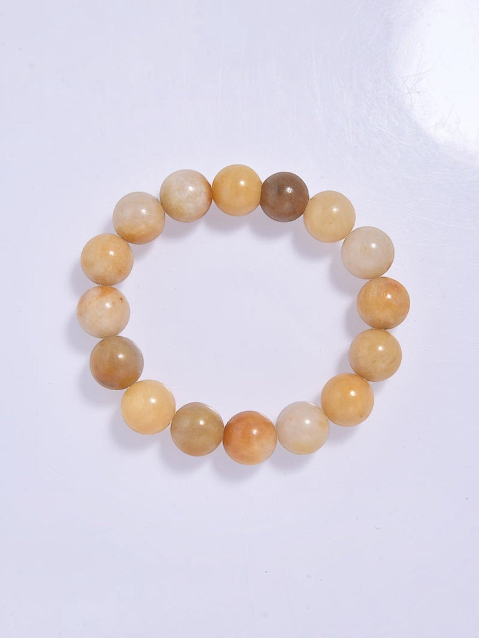 Golden Jade Stone Stretch Bracelet B1993-4MM