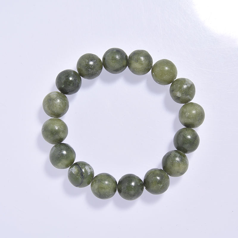 Olive Jade Stone Stretch Bracelet B1874-12MM