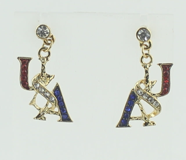 Crystal Dotted U.S.A. Earrings E1839